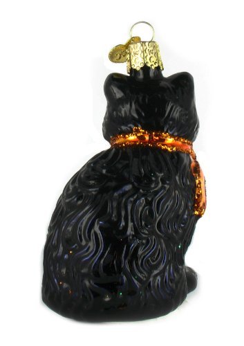 Old World Christmas Halloween Kitty Glass Blown Ornament for Christmas Tree, Handcrafted Holiday Decoration, Halloween Collection