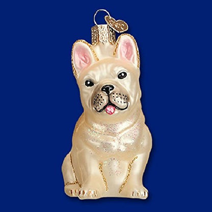 Old World Christmas Ornaments: French Bulldog Glass Blown Ornaments for Christmas Tree (12436)