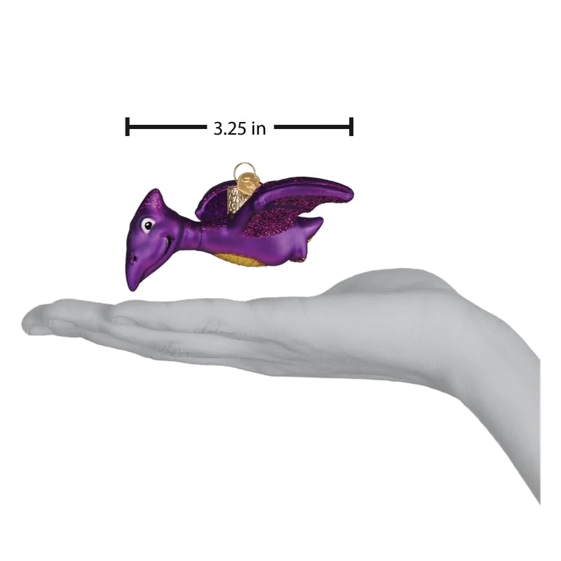 Old World Christmas A-Roarable Pterodactyl Glass Blown Ornament for Christmas Tree, Handcrafted Holiday Decoration, Dino Collection