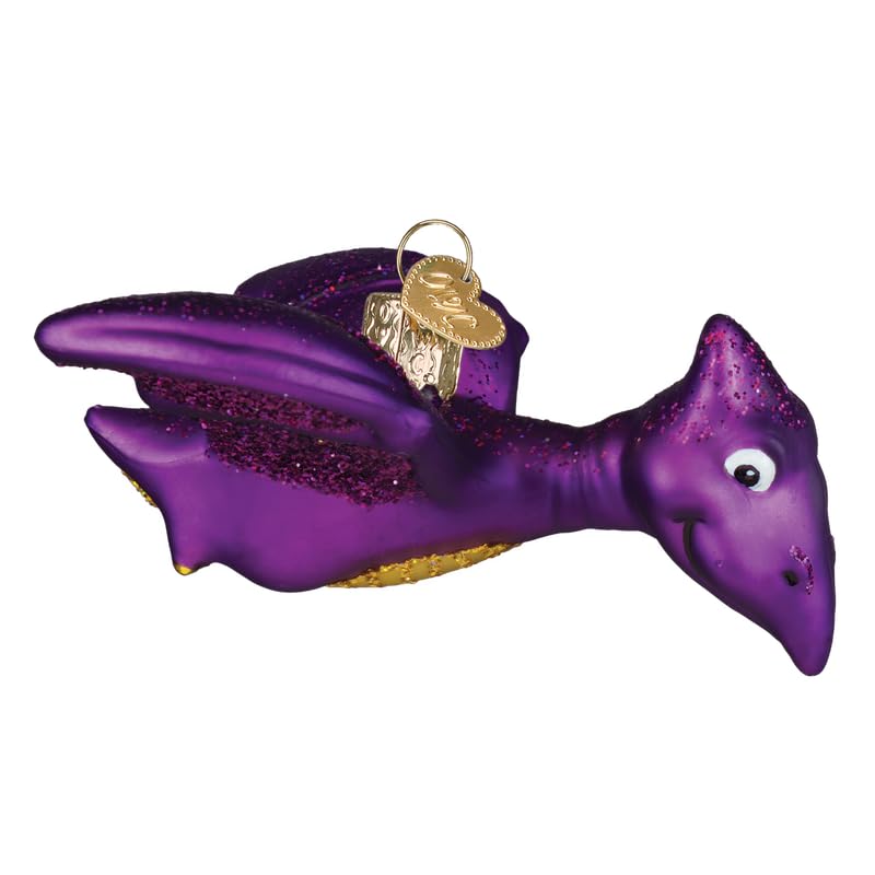 Old World Christmas A-Roarable Pterodactyl Glass Blown Ornament for Christmas Tree, Handcrafted Holiday Decoration, Dino Collection