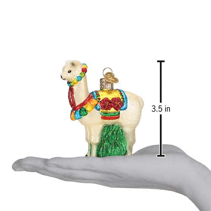 Old World Christmas Festive Alpaca Glass Blown Ornament for Christmas Tree, Handcrafted Holiday Decoration, Fiesta Collection