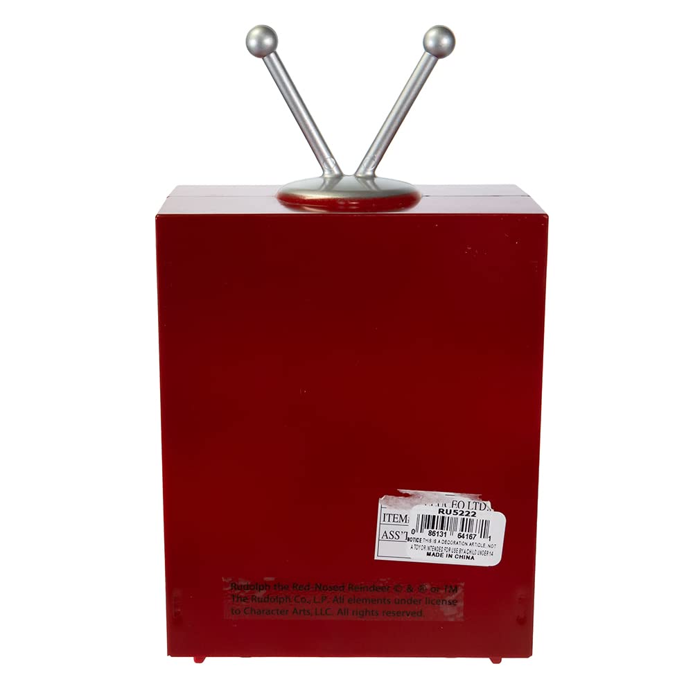 Kurt S. Adler Battery-Operated Rudolph and Santa Musical TV Table Piece, 8.5-Inch, Multi-Colored