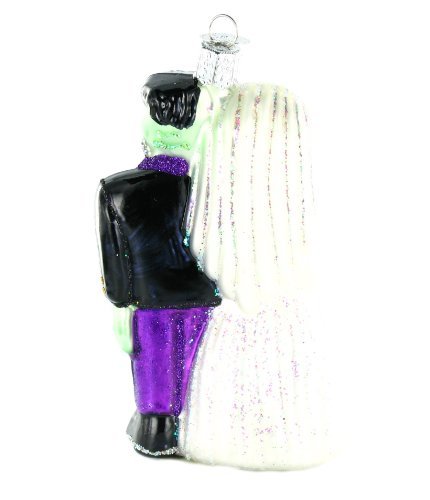Old World Christmas Frankenstein & Bride Glass Blown Ornament for Christmas Tree, Handcrafted Holiday Decoration, Halloween Collection