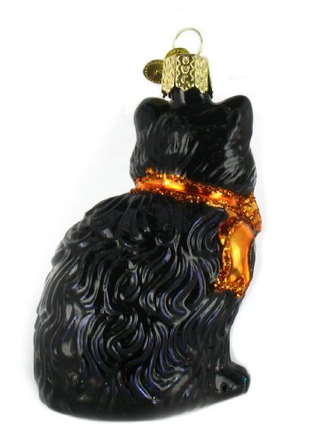 Old World Christmas Halloween Kitty Glass Blown Ornament for Christmas Tree, Handcrafted Holiday Decoration, Halloween Collection