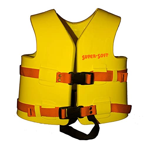 TRC Recreation Super Soft Child Size X Small Life Jacket USCG Approved Vinyl Coated Foam Swim Vest for Kids Swimming Pool and Beach Gear, Yellow