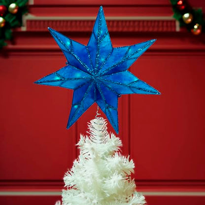 Kurt S. Adler Kurt Adler 10-Light 7-Point Capiz Star Treetop, Blue, White