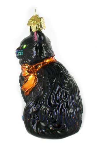 Old World Christmas Halloween Kitty Glass Blown Ornament for Christmas Tree, Handcrafted Holiday Decoration, Halloween Collection