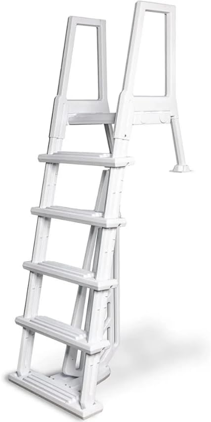 Poolzilla Pool Step Ladder for Above Ground Pools - Deck Mounted Ladder w/Wide Non Skid Platform - for 48’’ to 54’’ in. Above Ground Pools