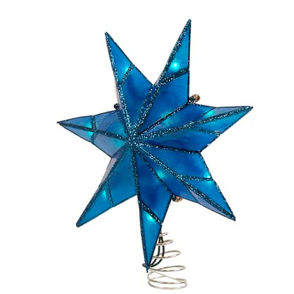Kurt S. Adler Kurt Adler 10-Light 7-Point Capiz Star Treetop, Blue, White