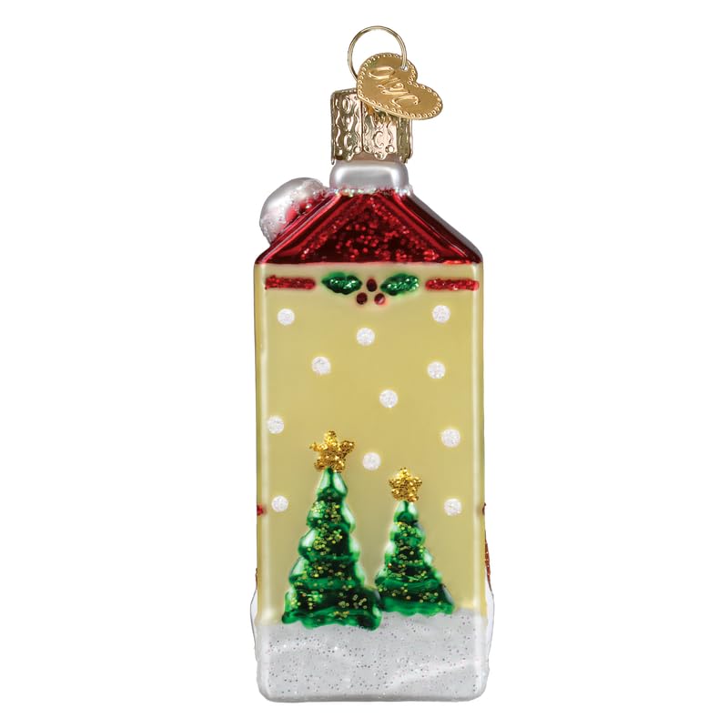 Old World Christmas Eggnog Carton Glass Blown Ornament for Christmas Tree, Handcrafted Holiday Decoration, Beverage Collection
