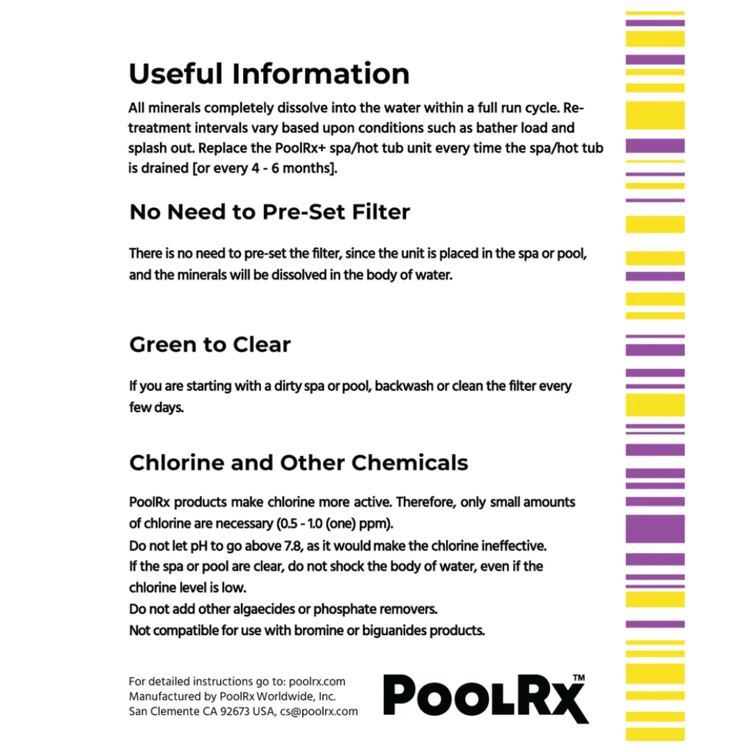 PoolRx | Yellow & White Spa Unit | 100-400 Gallons | 4 Pack