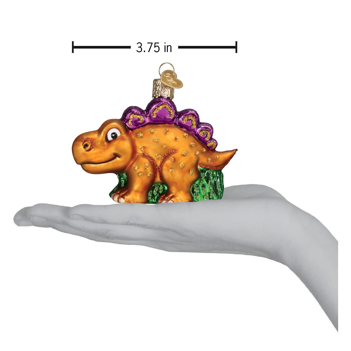 Old World Christmas A-Roarable Stegosaurus Glass Blown Ornament for Christmas Tree, Handcrafted Holiday Decoration, Dino Collection