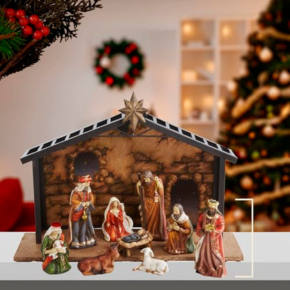 Kurt Adler Porcelain 10-Piece Nativity Set, 3.5-Inch to 5-Inch