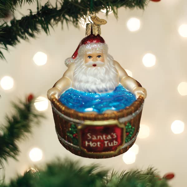 Old World Christmas Santa's Hot Tub Glass Blown Ornament for Christmas Tree