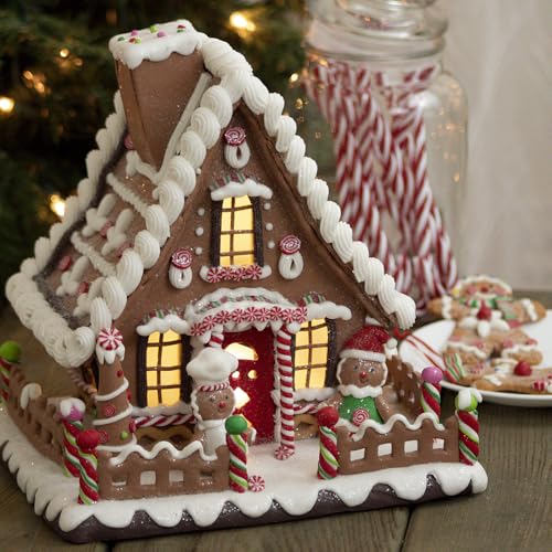Kurt Adler 10" Battery-Operated Claydough LED Gingerbread House Tablepiece
