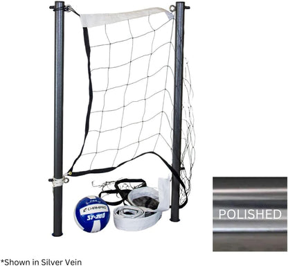 Global Pool Products 16' Stainless Steel Volleyball Set - Includes Ball and Net - for Inground Swimming Pools