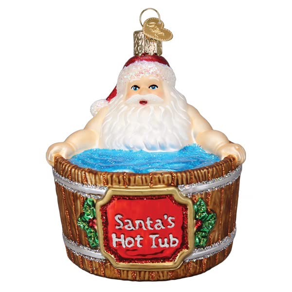 Old World Christmas Santa's Hot Tub Glass Blown Ornament for Christmas Tree