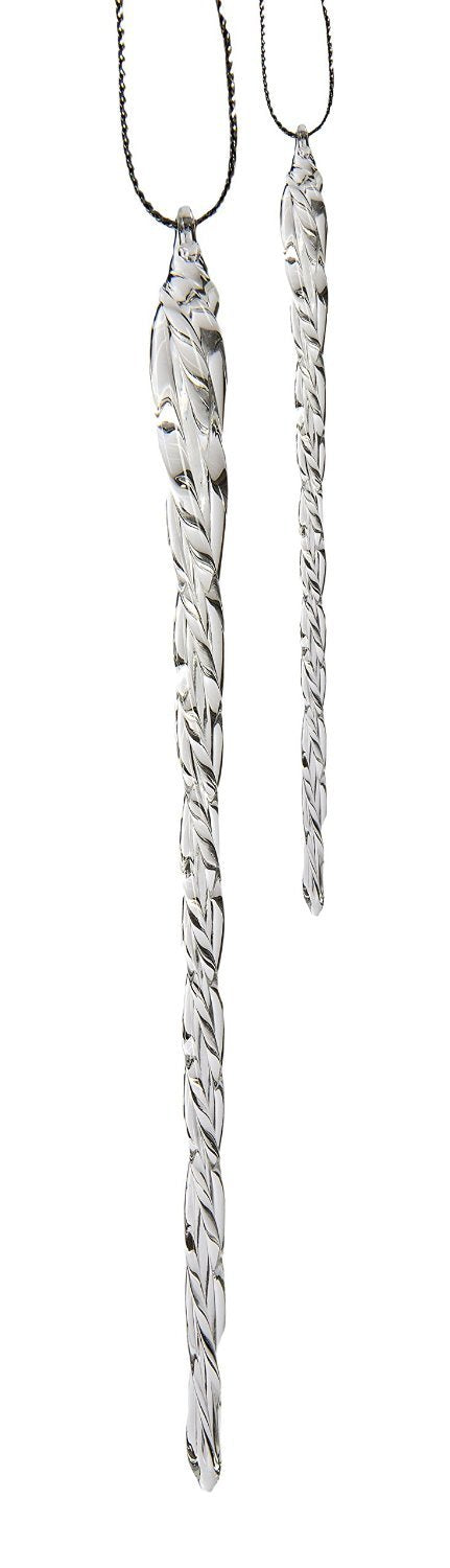 Kurt Adler 3-1/2-Inch-5-1/2-Inch Clear Glass Icicle Ornament Set of 24 Pieces (1)