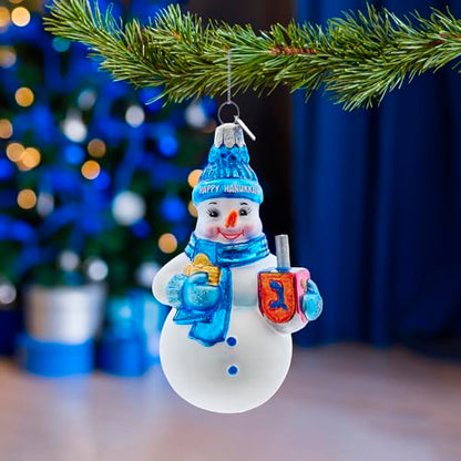 Kurt Adler 4.25-Inch Noble Gems? Glass Hanukkah Snowman Ornament