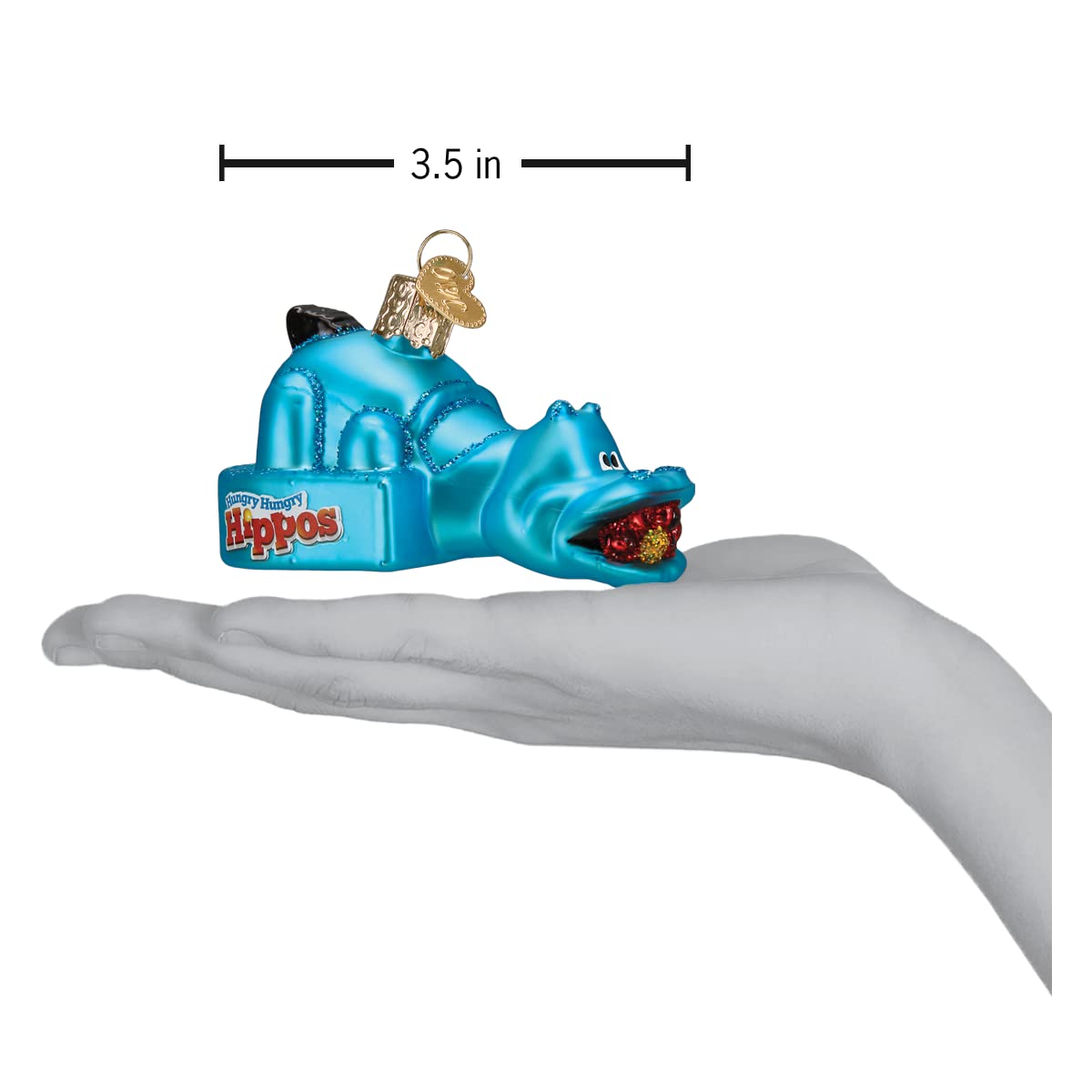 Old World Christmas Hungry Hungry Hippos Glass Blown Ornament for Christmas Tree, Handcrafted Holiday Decoration, Hasbro Games Collection