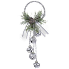 Kurt Adler J3635 Silver and White Metal Bell With Pinecone Door Hanger, 13 inches