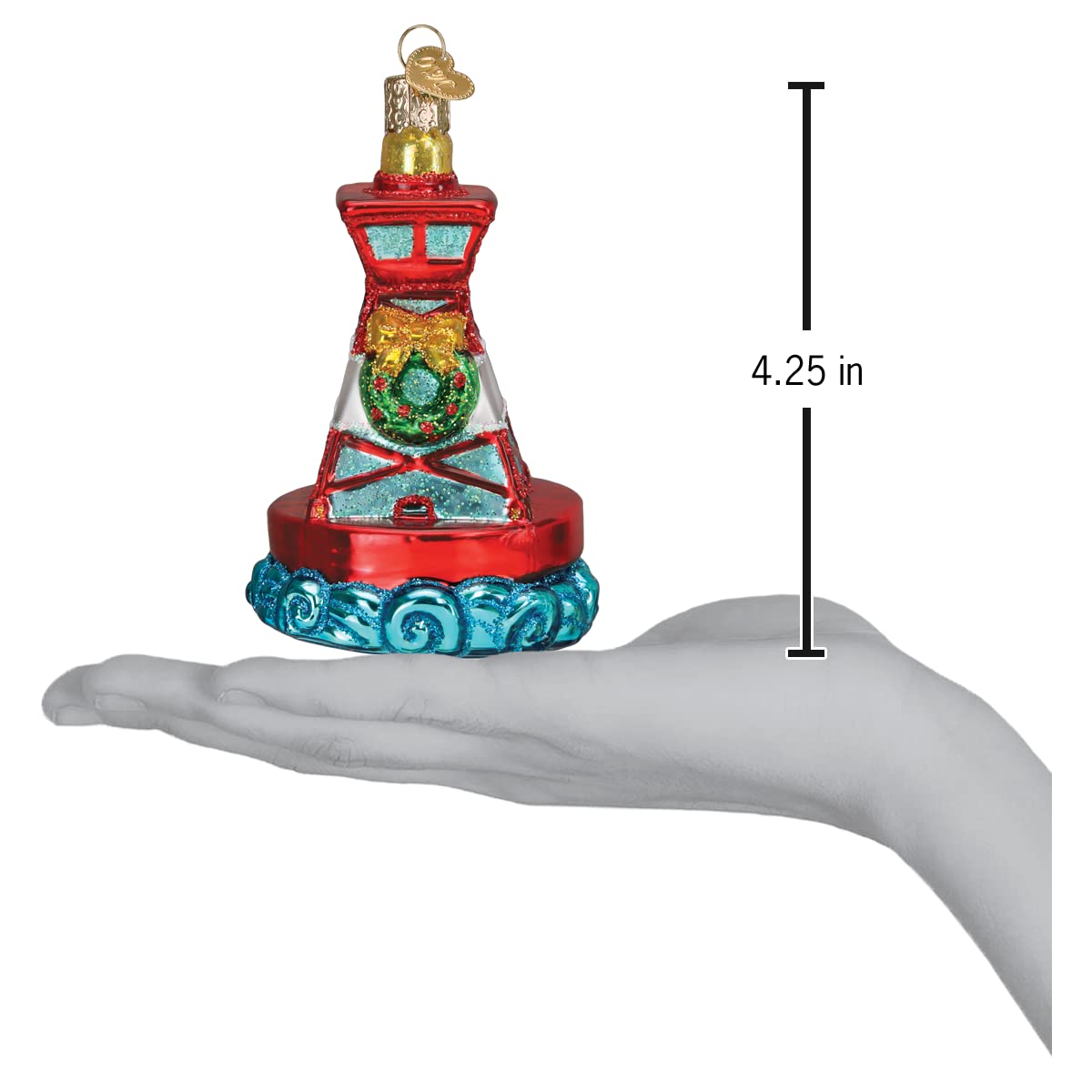 Old World Christmas Holiday Buoy Glass Blown Ornament for Christmas Tree, Handcrafted Holiday Decoration, Nautical Collection