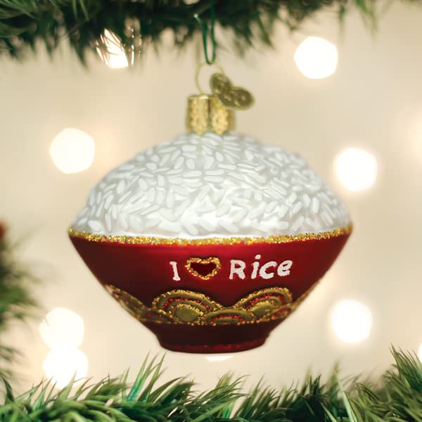 Old World Christmas Bowl of Rice Glass Blown Ornament for Christmas Tree, Handcrafted Holiday Decoration, Food Collection