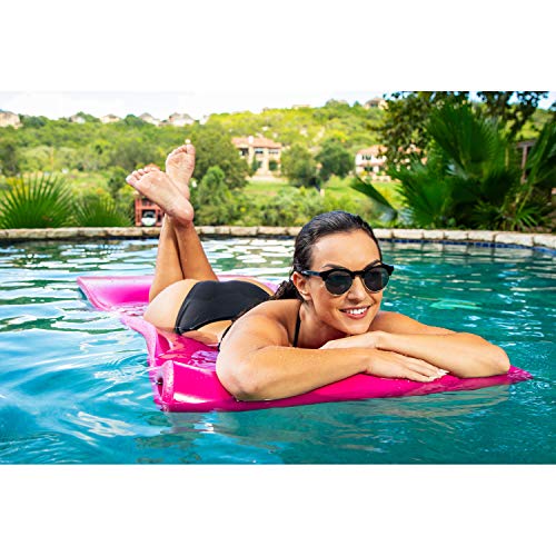 TRC Recreation Splash 1.25 Inch Thick Foam Outdoor Swimming Pool Float Mat Large Adult Lounger with Built-in Roll Pillow, Red