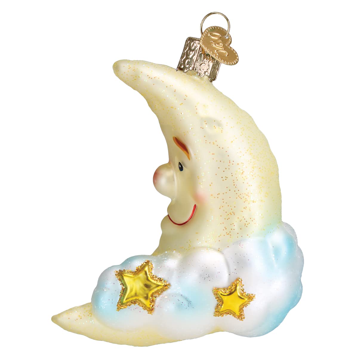 Old World Christmas Mister Moon Glass Blown Ornament for Christmas Tree, Handcrafted Holiday Decoration, Outer Space Collection