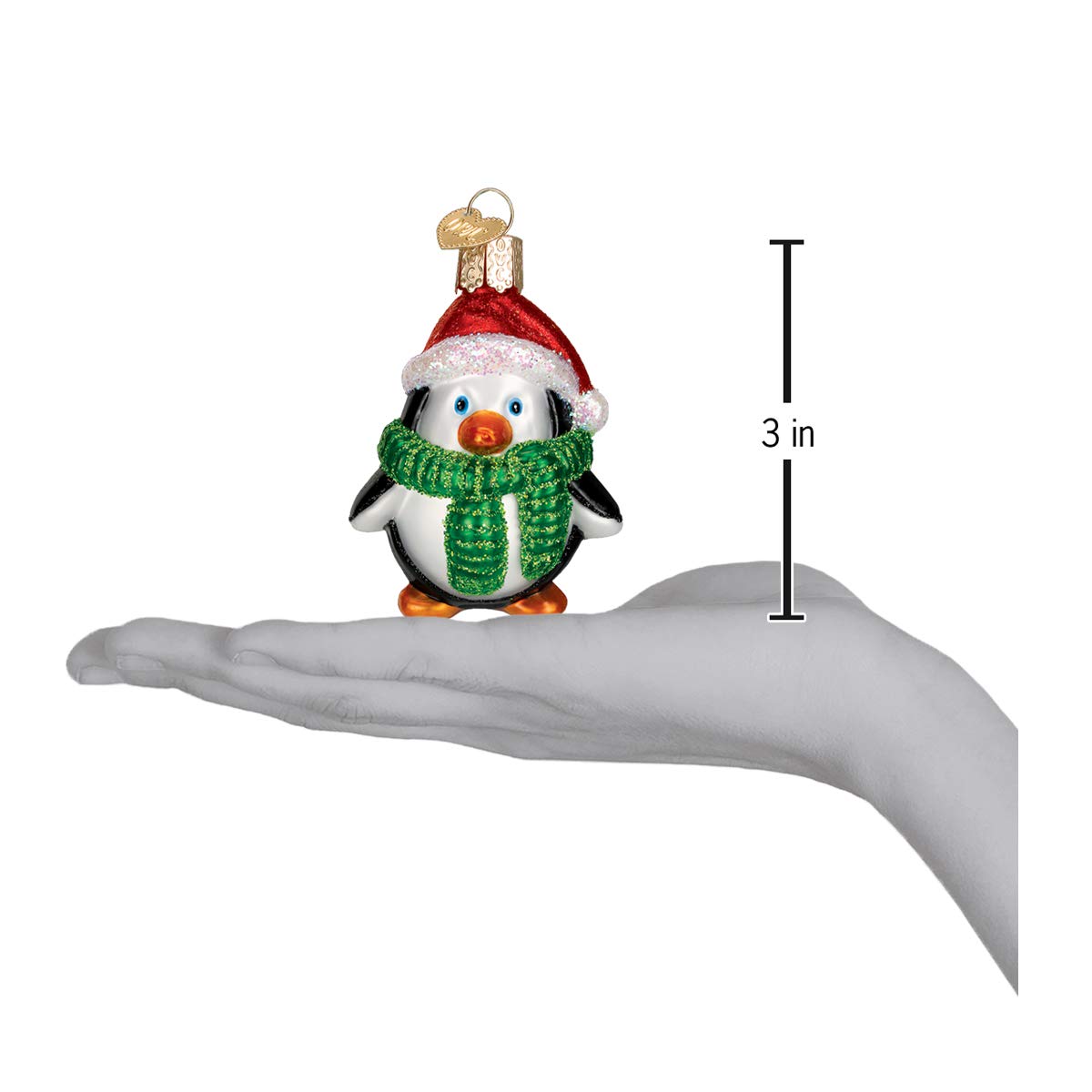 Old World Christmas Penguin Collection Glass Blown Ornaments, 2 ¾", Playful Penguin