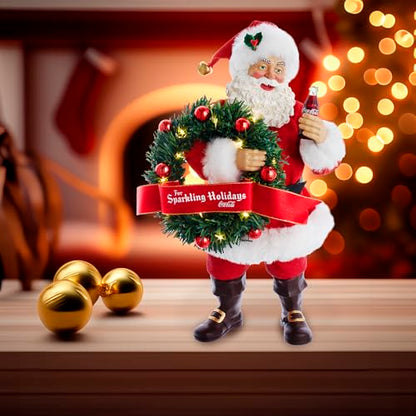 Kurt Adler 10.5-Inch Fabriché™ Coca-Cola® Battery Operated Santa with Lighted Wreath