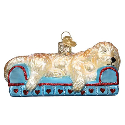 Old World Christmas Sleepy Dachshund Glass Blown Ornament for Christmas Tree, Handcrafted Holiday Decoration, Dog Collection
