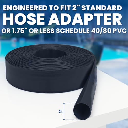 Poolzilla Heavy Duty Swimming Pool Backwash Hose | 2"x50' | Black | Includes Steel Clamp