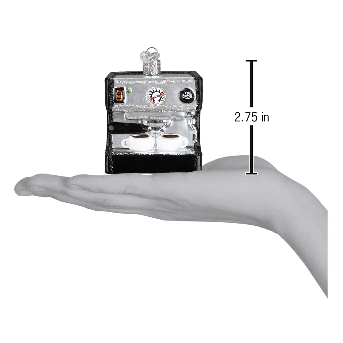 Old World Christmas Espresso Machine Glass Blown Ornament for Christmas Tree, Handcrafted Holiday Decoration, Coffee Collection