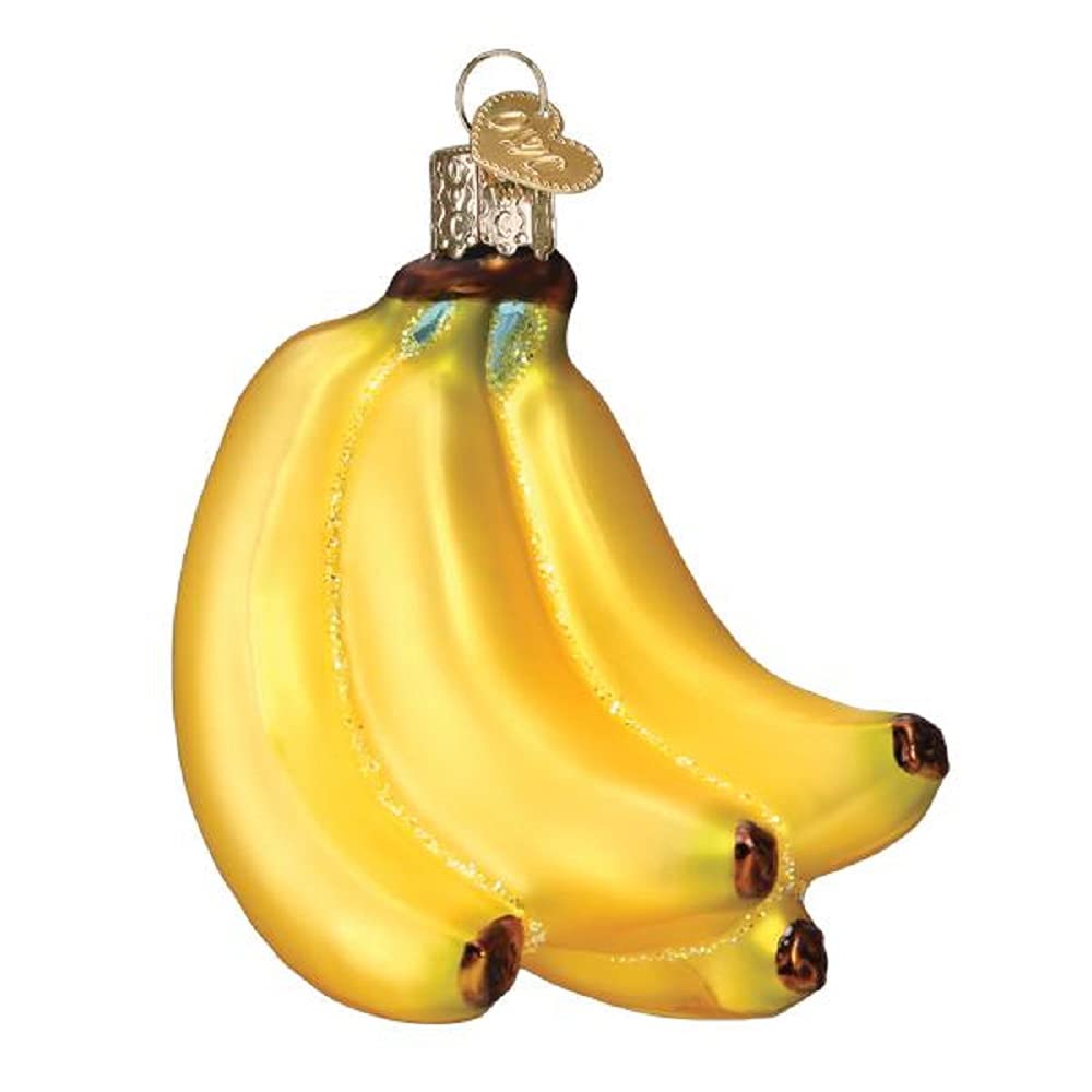 Old World Christmas Bunch of Bananas Glass Blown Ornament for Christmas Tree, Handcrafted Holiday Decoration, Fruit Collection