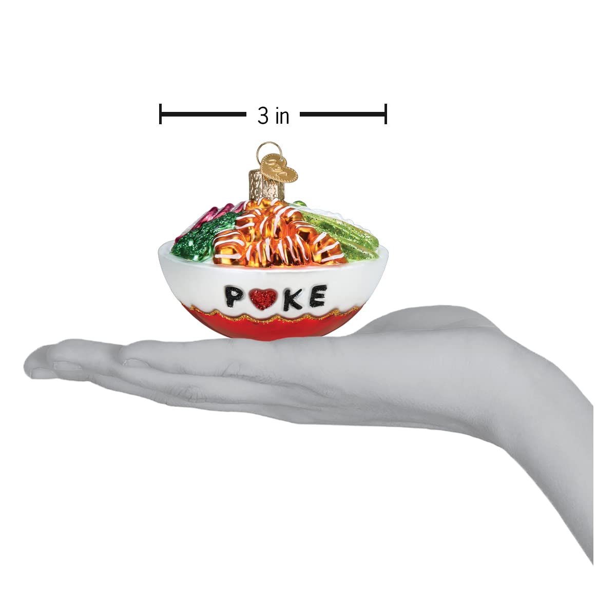 Old World Christmas Poke Bowl Glass Blown Ornament for Christmas Tree, Handcrafted Holiday Decoration, Food Collection