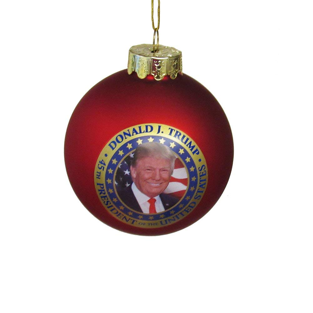 Kurt Adler C7572 President Donald Trump Glass Ball Ornament Standard