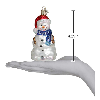 Old World Christmas Happy Snowman Glass Blown Ornament for Christmas Tree, Handcrafted Holiday Decoration, Snowman Collection