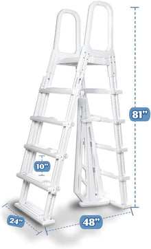 Poolzilla Above Ground A-Frame Flip Up Pool Ladder w/Non Skid Platform - for 48’’ to 54’’ in. Above Ground Pools