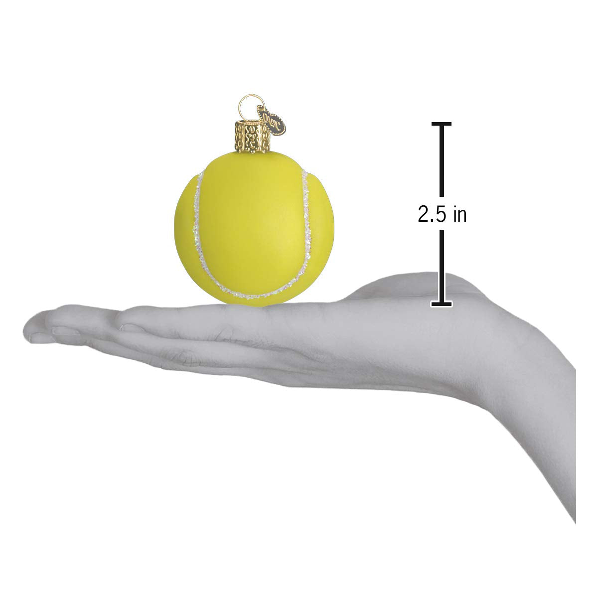 Old World Christmas Tennis Ball Glass Blown Ornament for Christmas Tree, Handcrafted Holiday Decoration, Sport Collection