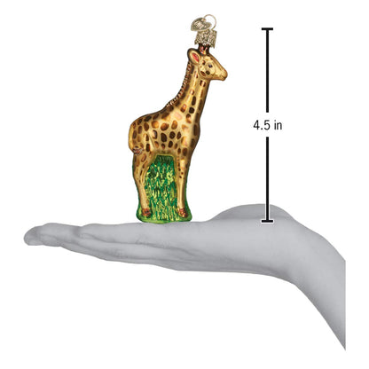 Old World Christmas Baby Giraffe Glass Blown Ornament for Christmas Tree, Handcrafted Holiday Decoration, Wildlife Animal Collection