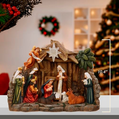 Kurt Adler 10.4-Inch Battery Operated Light-Up Nativity Table Piece