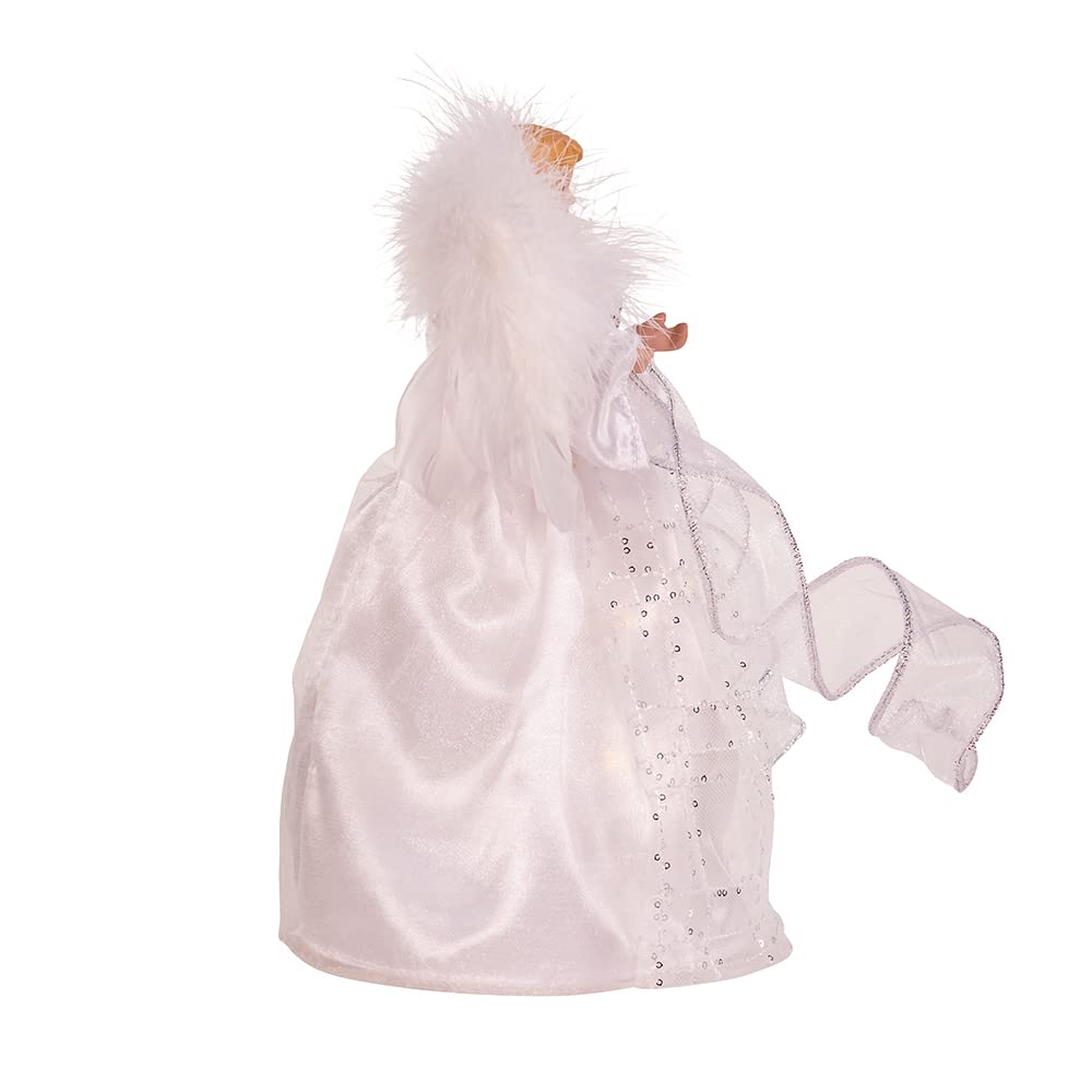 Kurt S. Adler Battery-Operated Silver and White Fairy Lighted Angel Tree Toppers, 10-Inches