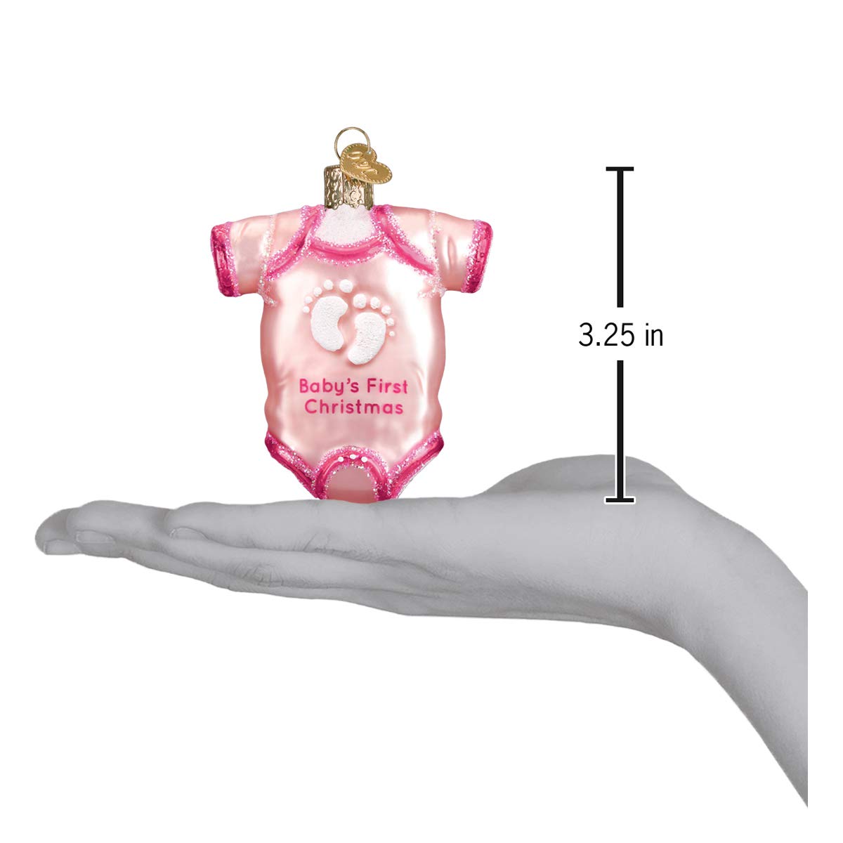 Old World Christmas Pink Baby Onesie Glass Blown Ornament for Christmas Tree 3x3