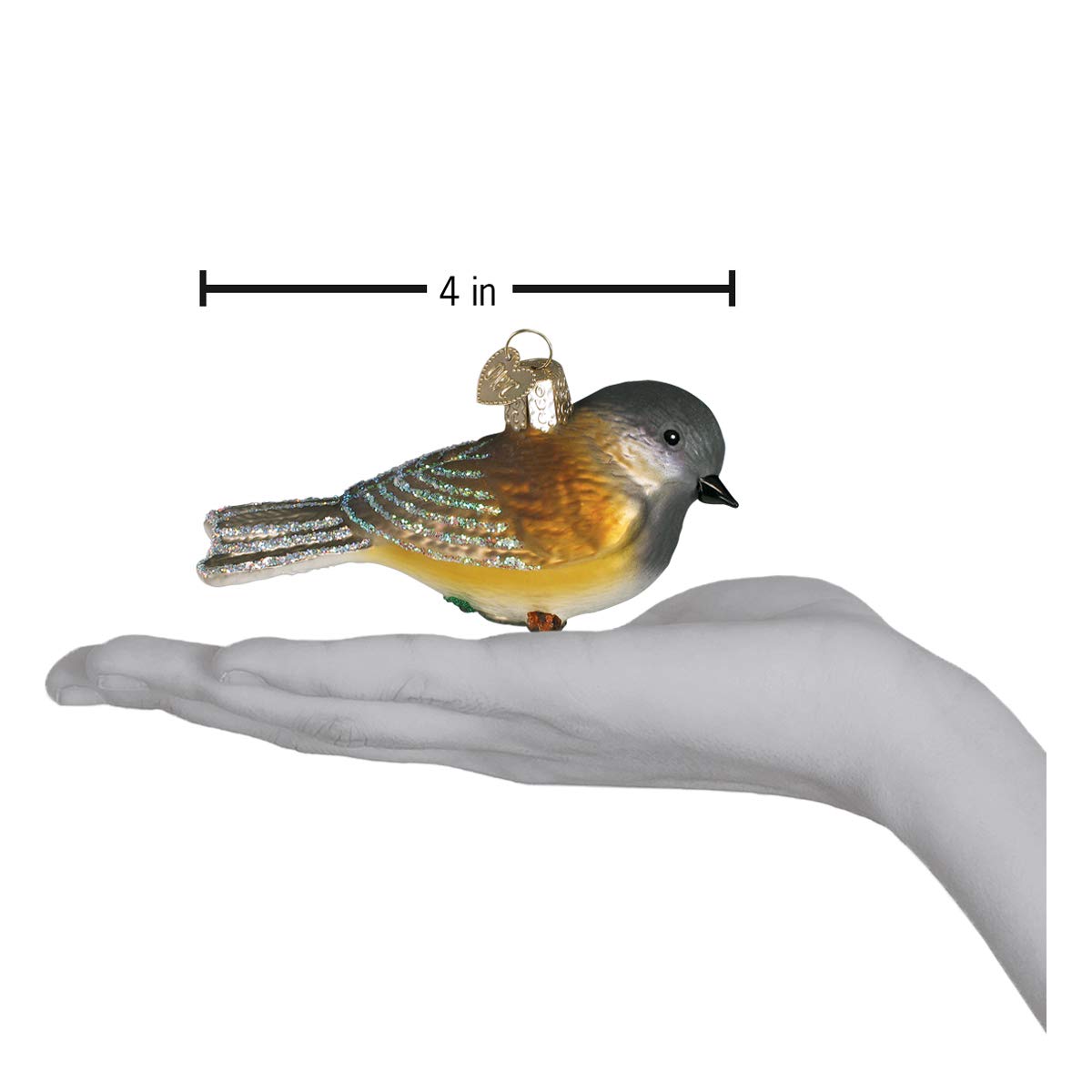 Old World Christmas Black‑Capped Chickadee Glass Blown Ornament for Christmas Tree, Handcrafted Holiday Decoration, Bird Watcher Collection
