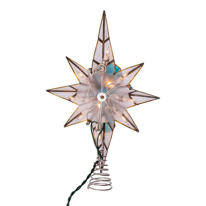 Kurt Adler 8-Point Illuminated Capiz Shell Bethlehem Star with Seahorse Treetop, 10 Incandescent Lights, 11.4"