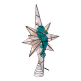 Kurt Adler 8-Point Illuminated Capiz Shell Bethlehem Star with Seahorse Treetop, 10 Incandescent Lights, 11.4"