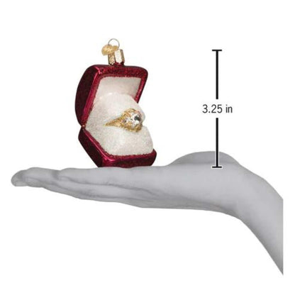 Old World Christmas Ring in Box Glass Blown Ornament for Christmas Tree, Handcrafted Holiday Decoration, Wedding Collection