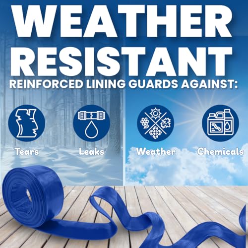 Poolzilla Heavy Duty Swimming Pool Backwash Hose | 1.5"x 100' | Blue | Includes Steel Clamp