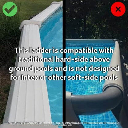 Poolzilla Above Ground A-Frame Flip Up Pool Ladder w/Non Skid Platform - for 48’’ to 54’’ in. Above Ground Pools